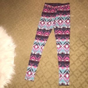 Blue, pink, purple leggings